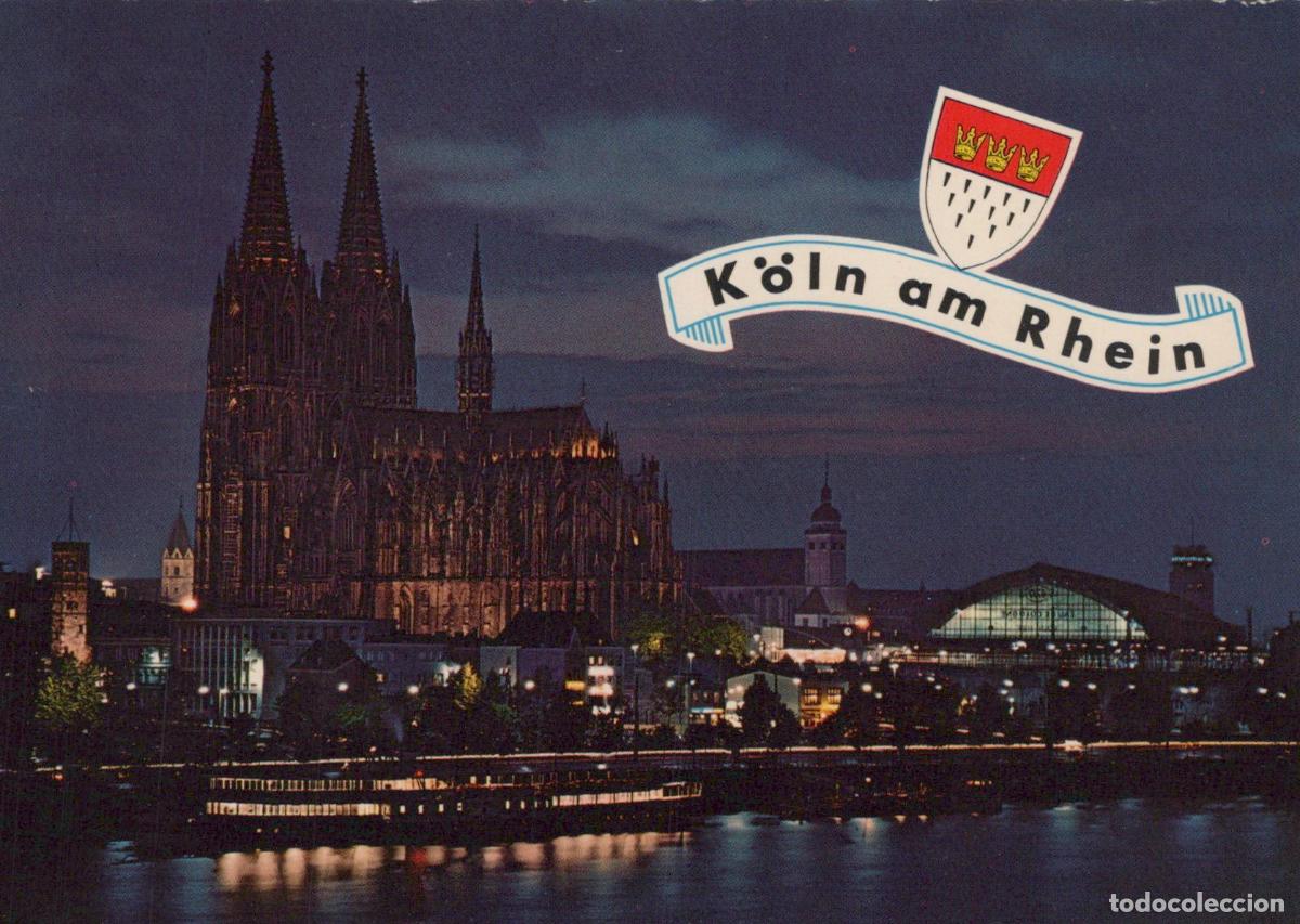 Postkarten: Germany Cologne Cathedral At Night Rhine River Cityscape View Unposted *YAT821