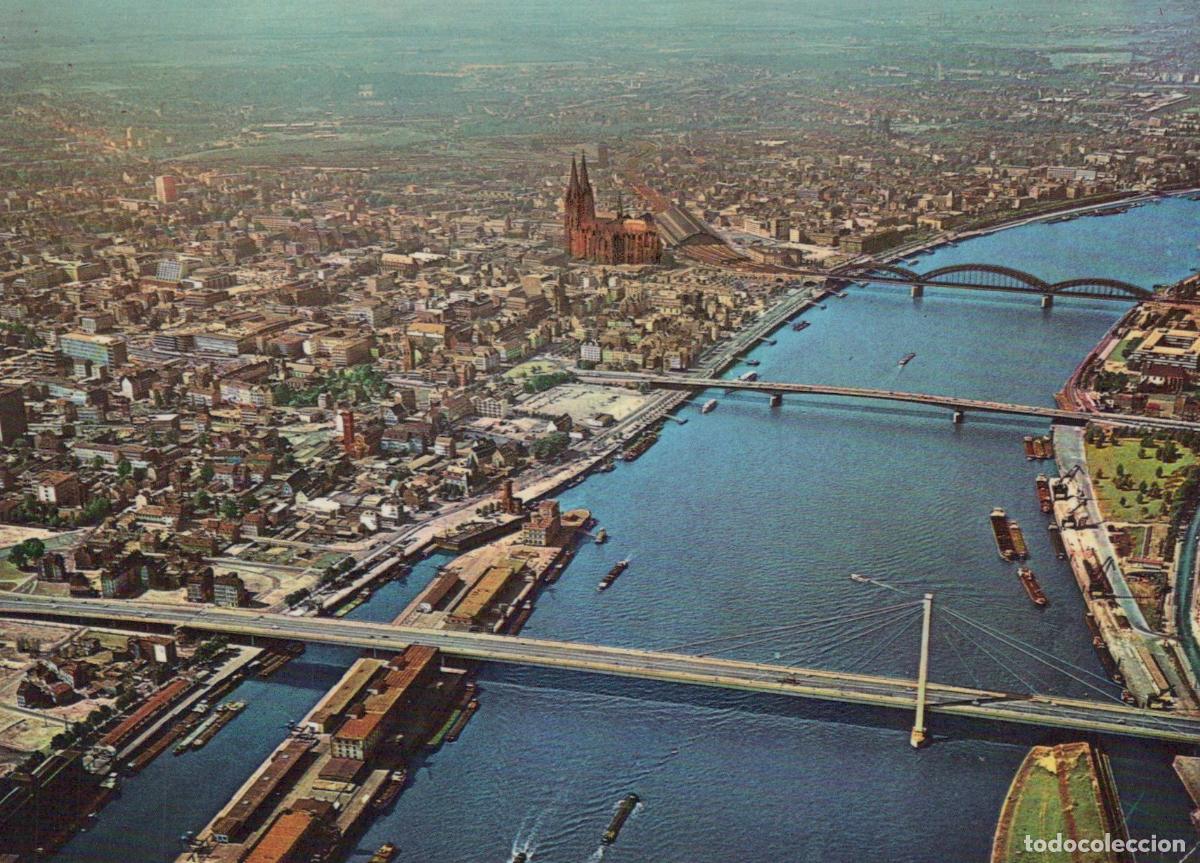 Postkarten: Germany Cologne Aerial View Rhine River Bridges Cathedral Cityscape *YAT826