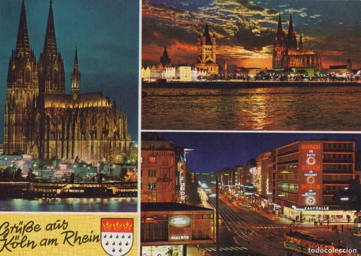 Postkarten: Germany Cologne Cathedral Rhine River Sunset Cityscape Night View *YAT594