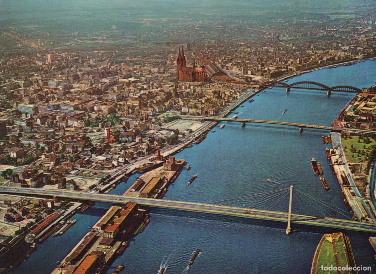 Postkarten: Germany Cologne Aerial View Old Town Dom Cathedral Rhine River Unposted *YAT836