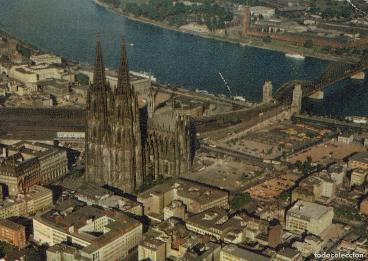 Postcards: Germany Cologne Cathedral and Rhine River Aerial View *YAT841