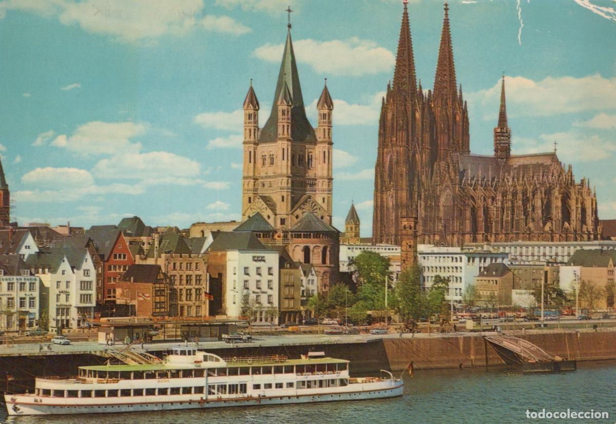Cartoline: Germany Cologne Rhine River With Great St Martin Church and Cathedral *YAT768