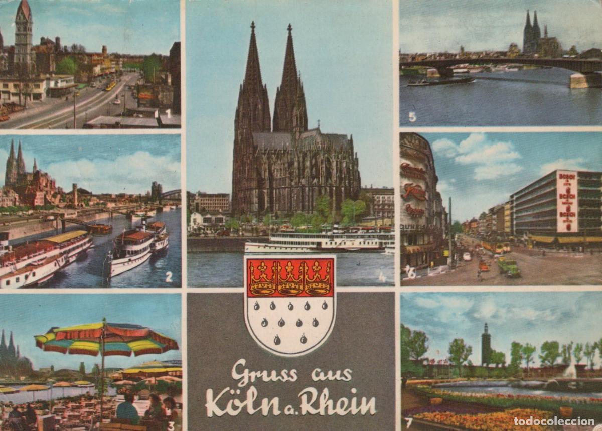 Cartoline: Germany Cologne Multi View Cathedral Rhine River Cityscape Vintage *YAT773