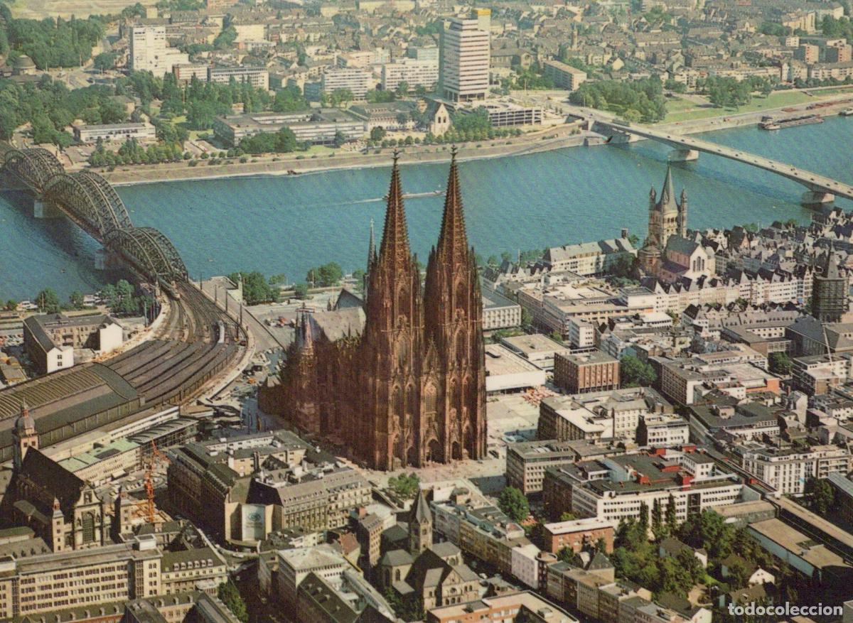 Cartoline: Germany Cologne Aerial View Cathedral Hohenzollern Bridge Rhine River *YAT624
