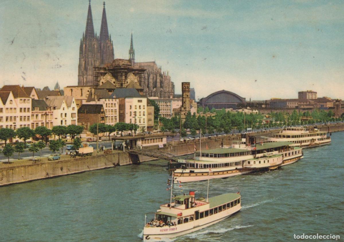 Cartoline: Germany Cologne Rhine River With Cathedral and Passenger Boats *YAT861
