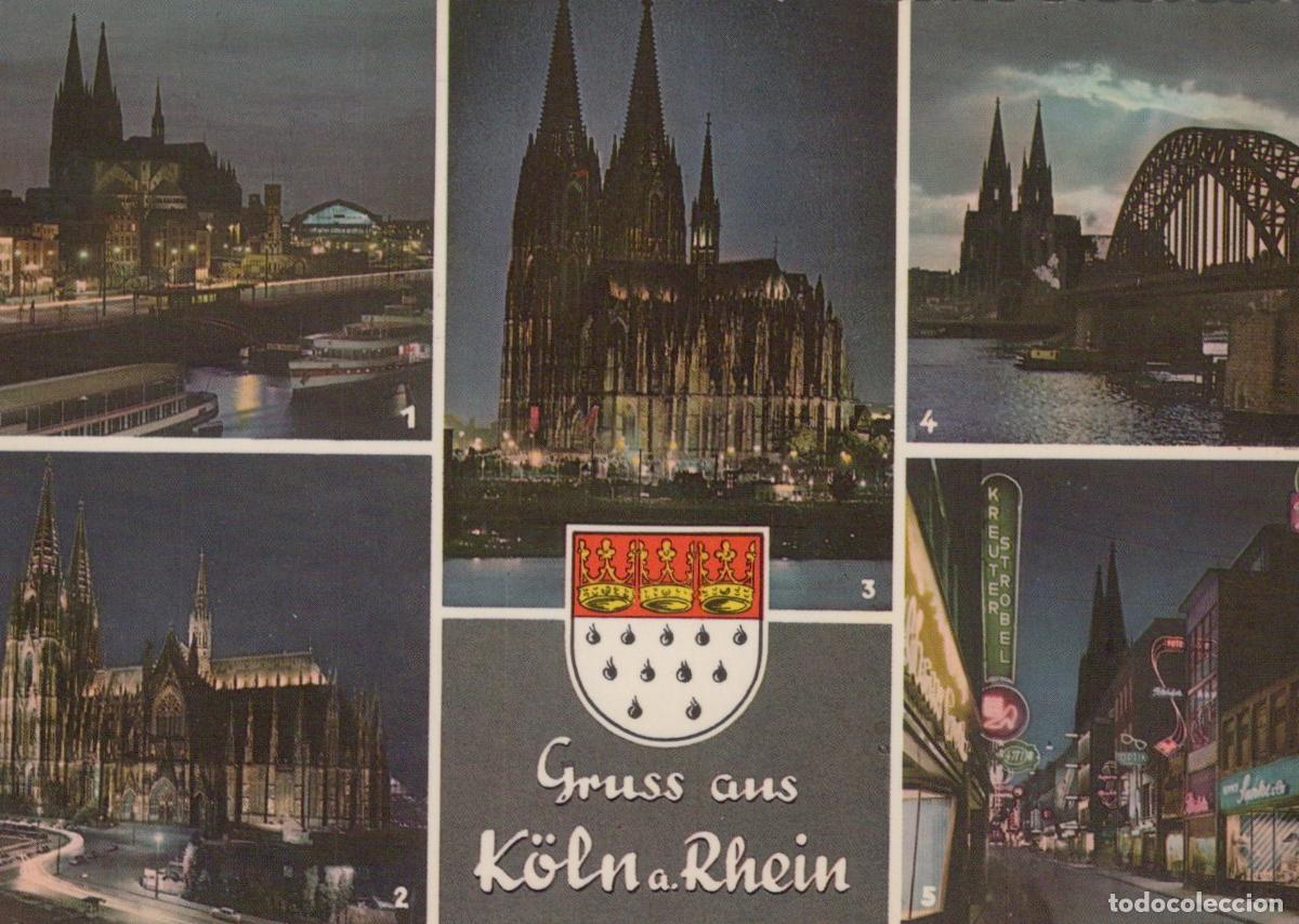 Cartoline: Germany Cologne Cathedral Rhine River Hohenzollern Bridge Night Views *YAT629