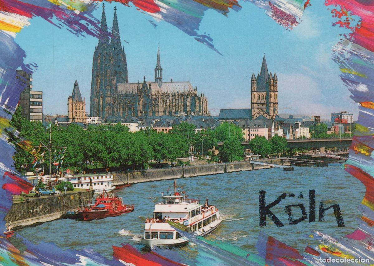 Cartoline: Germany Cologne Cathedral Rhine River Boats Cityscape View *YAT634