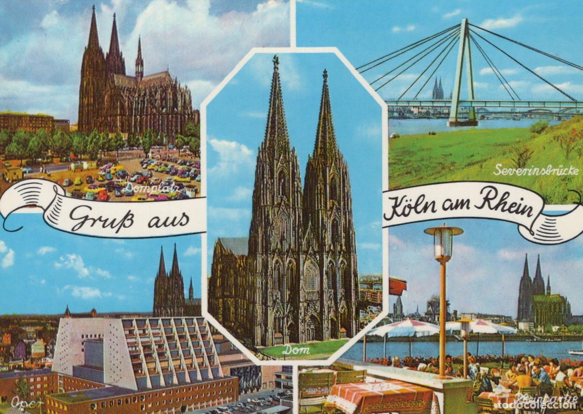 Cartoline: Germany Cologne Cathedral Domplatz Severinsbr&uuml;cke Rheinpark Unposted *YAT803