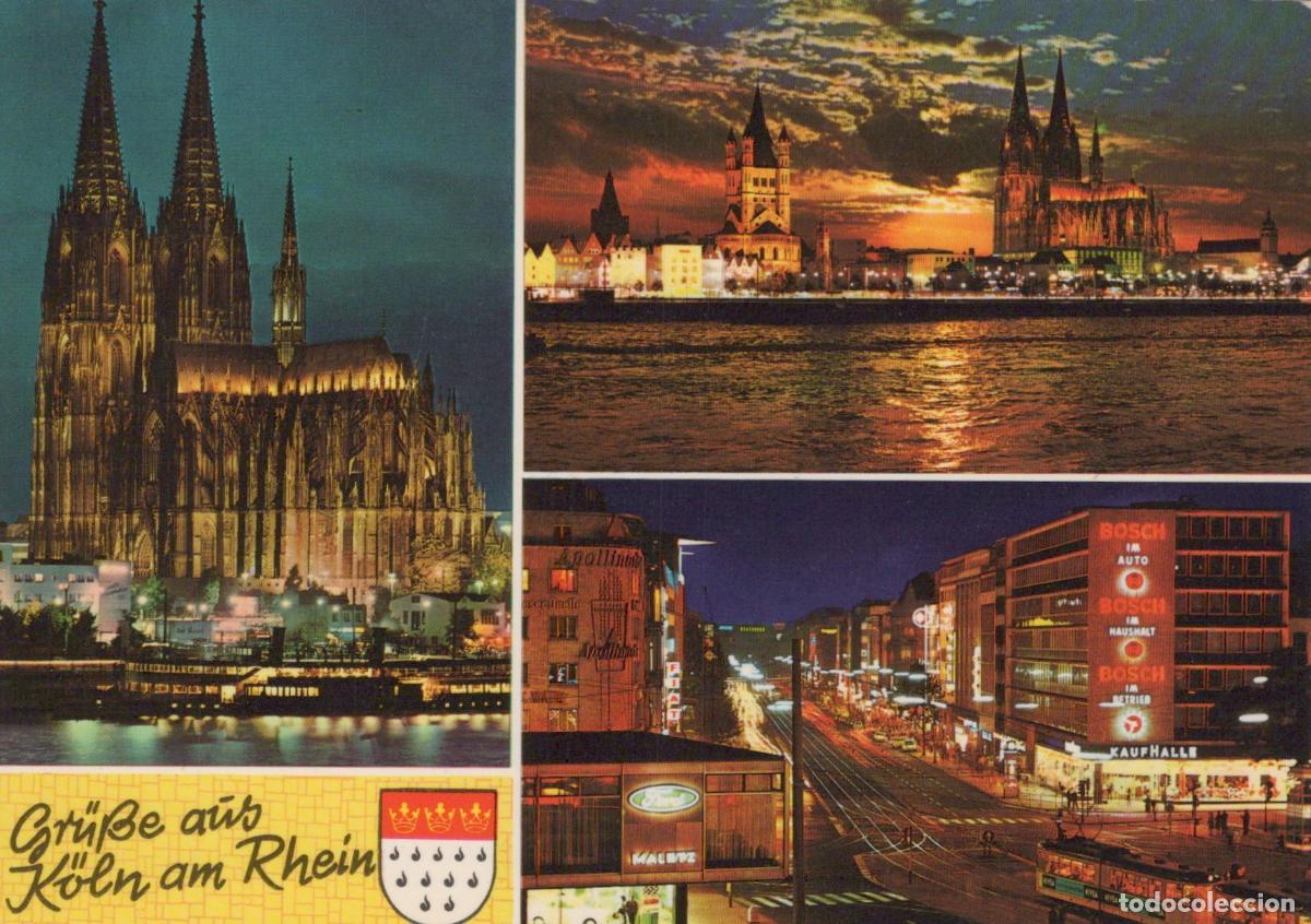 Cartoline: Germany Cologne Cathedral Rhine River Cityscape Night Views Unposted *YAT659