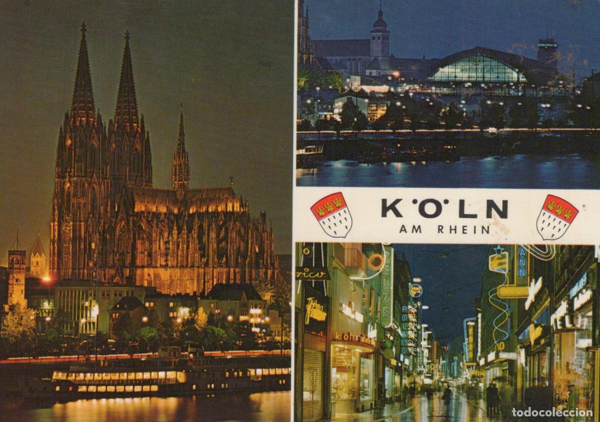 Postkarten: Germany Cologne Night View Cathedral Rhine River Cityscape Unposted *YAT699