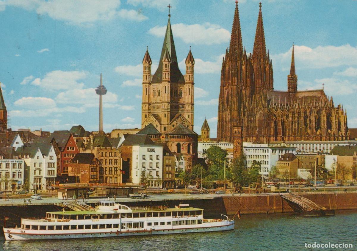 Postais: Germany Cologne Rhine Riverbank With Cathedral St Martin Church and *YAT868