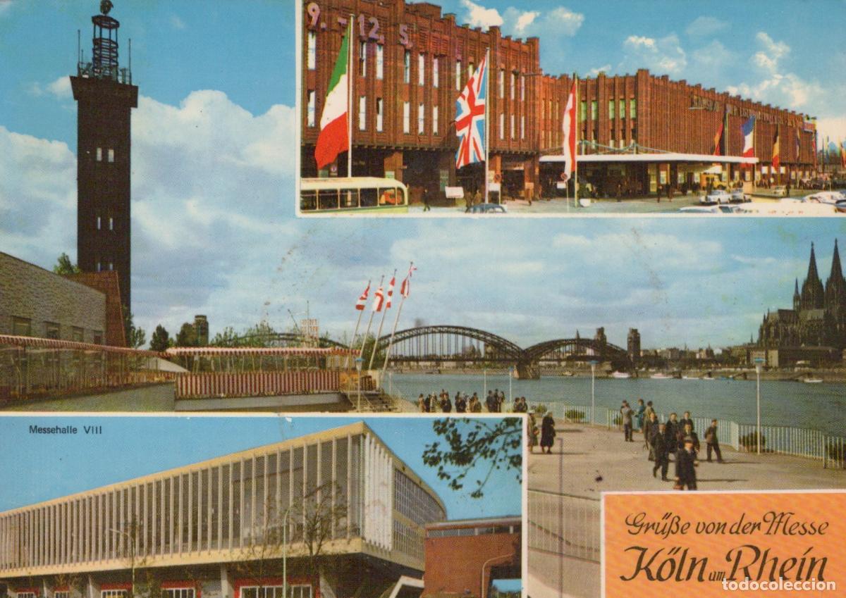 Postcards: Germany Cologne Rhine River Hohenzollern Bridge Cathedral Messehalle *YAT873