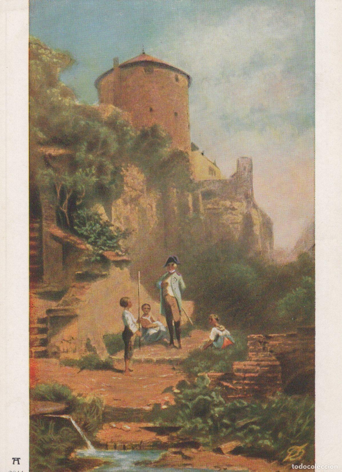 Cartoline: Germany Munich Castle Ruins People Stream Art Painting F A Unposted *YAU006