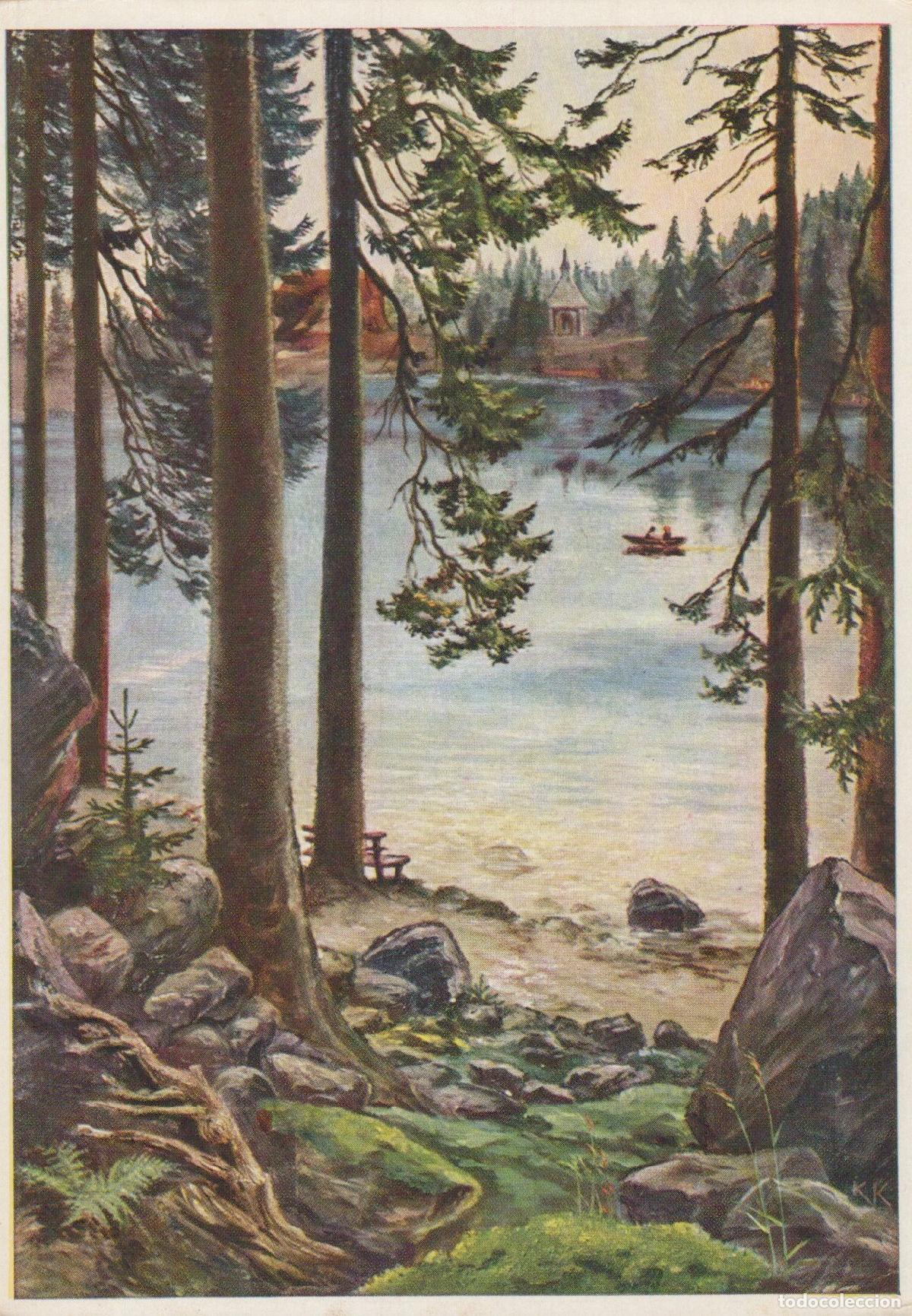 Postcards: Germany Mummelsee Lake With Boat and Chapel 1030m Unposted *YAU041