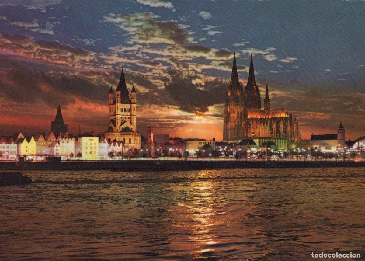 Postcards: Germany Cologne Rhine Riverfront With Dom and Great St Martin Church At *YAT814