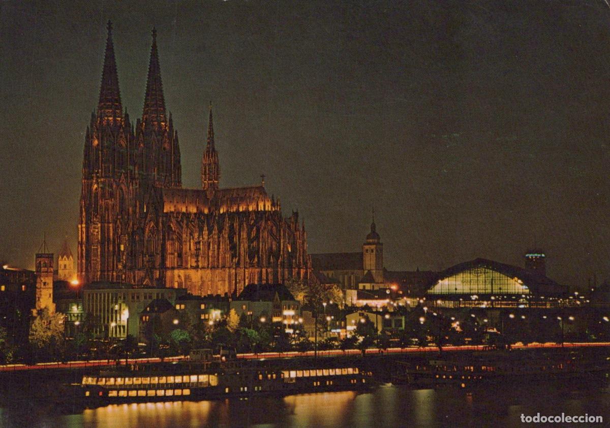 Cartes Postales: Germany Cologne Cathedral and Rhine River At Night Illuminated *YAT824