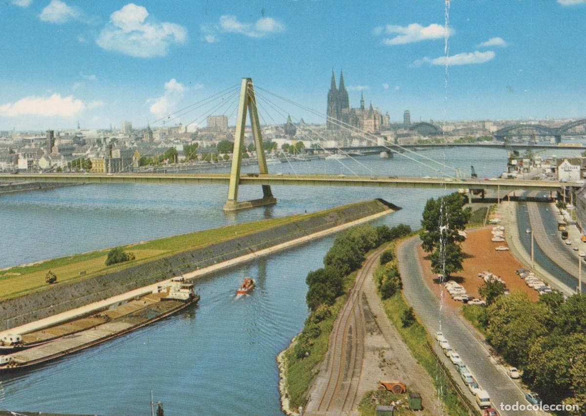 Postcards: Germany Cologne Rhine River Suspension Bridge Cathedral Cityscape *YAT859