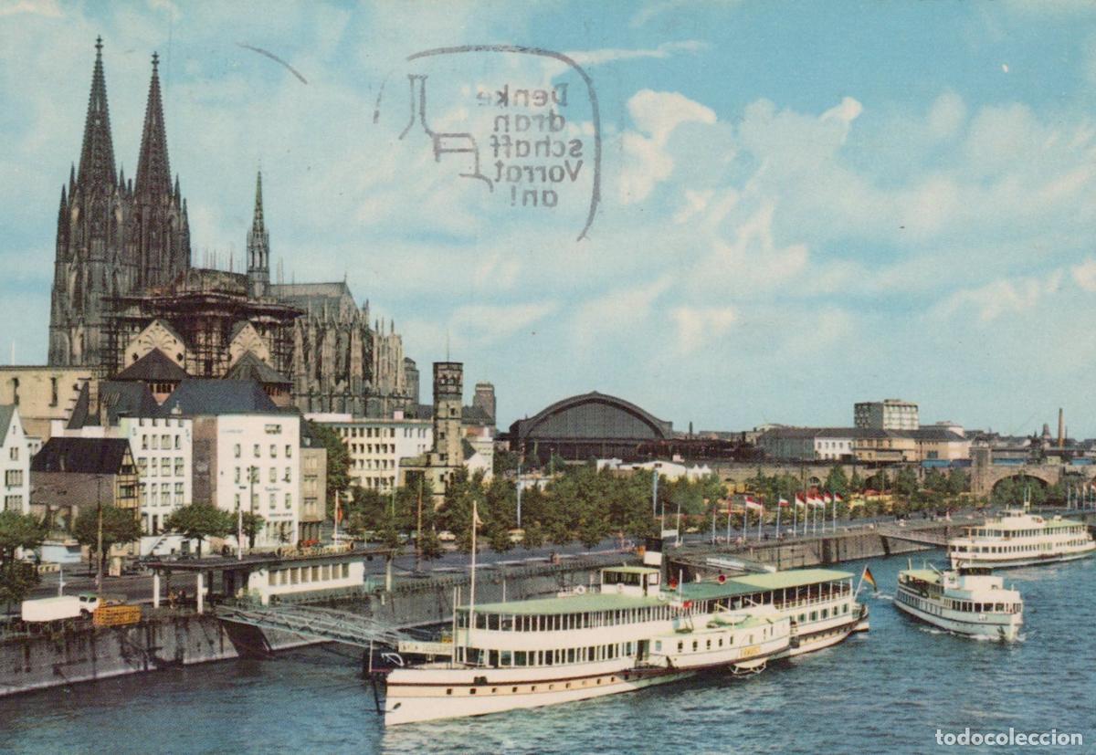 Postais: Germany Cologne Cathedral and Rhine River With Paddle Steamer *YAT879