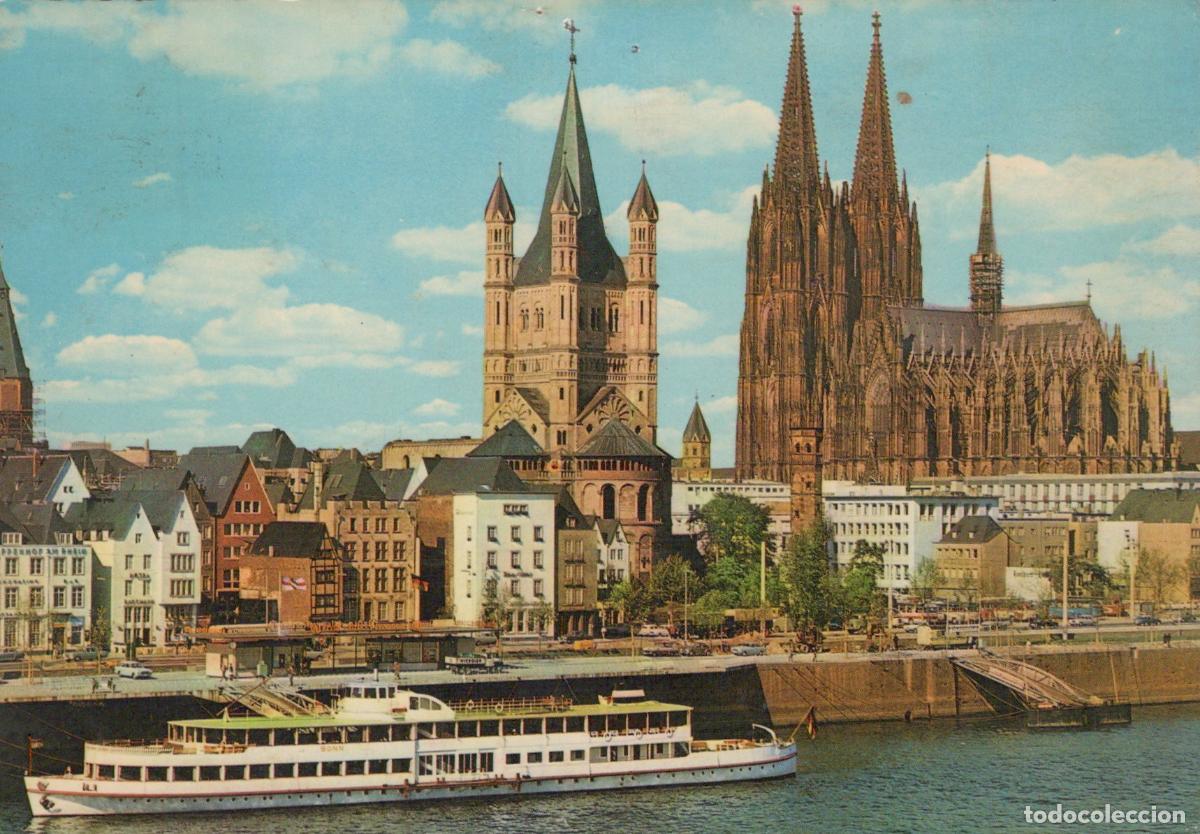 Postcards: Germany Cologne Rhine River With Cathedral and Great St Martin Church *YAT889