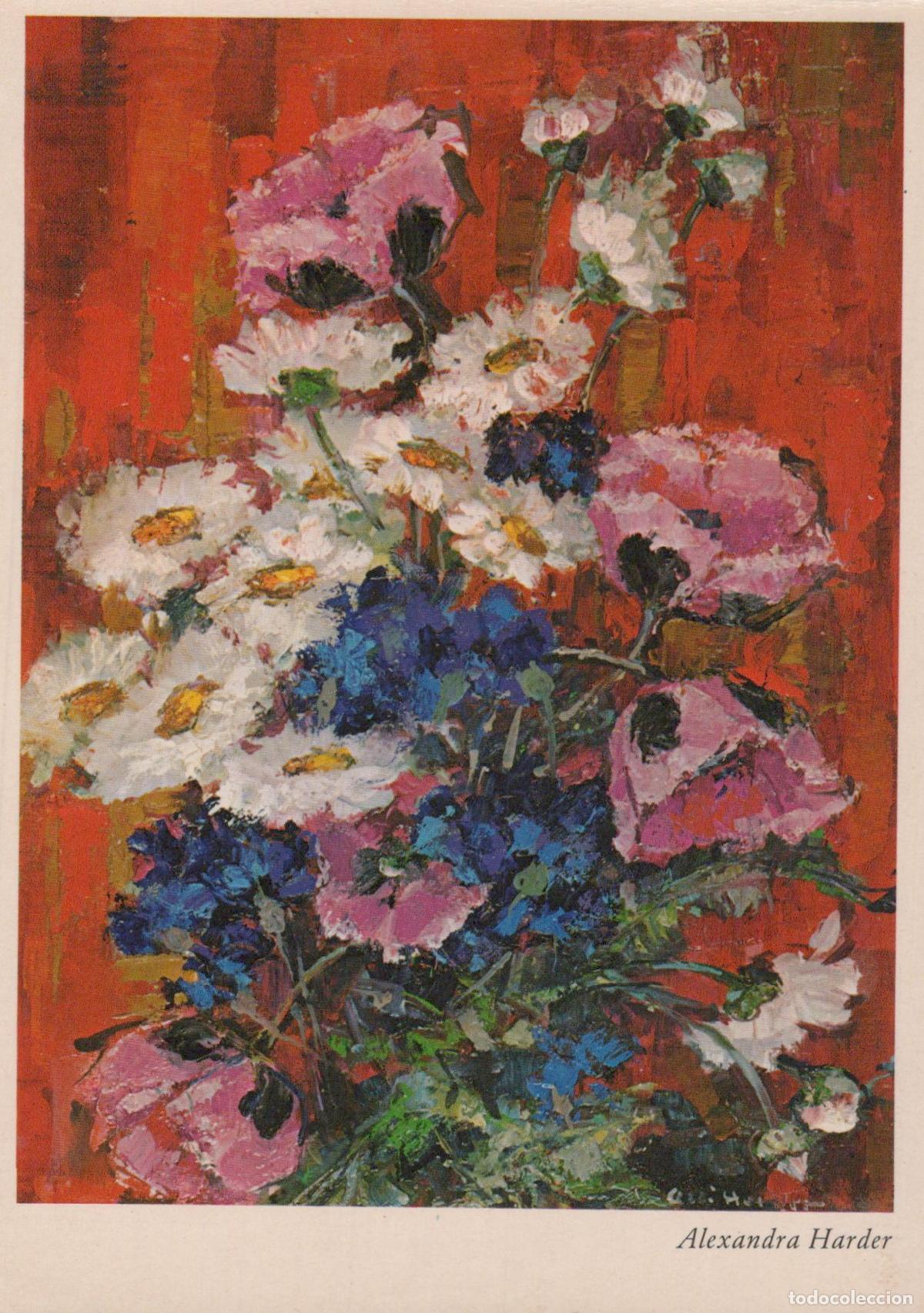 Cartoline: Germany Munich Alexandra Harder Floral Still Life Painting Red Unposted *YAU149