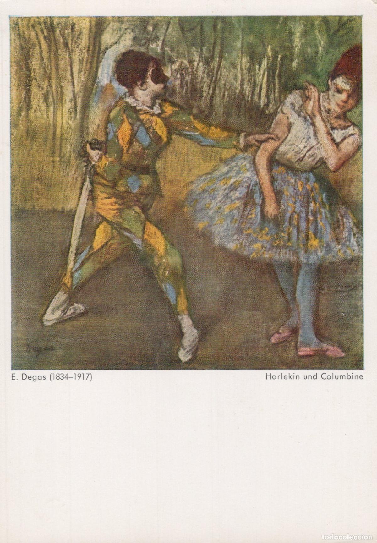 Postcards: Germany Art E Degas Harlequin and Columbine Painting Ballet Unposted *YAU081