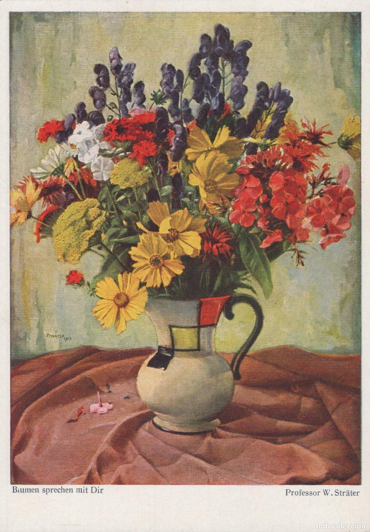 Postales: Germany Lengerich Still Life Painting Colorful Flowers in Unposted *YAU357