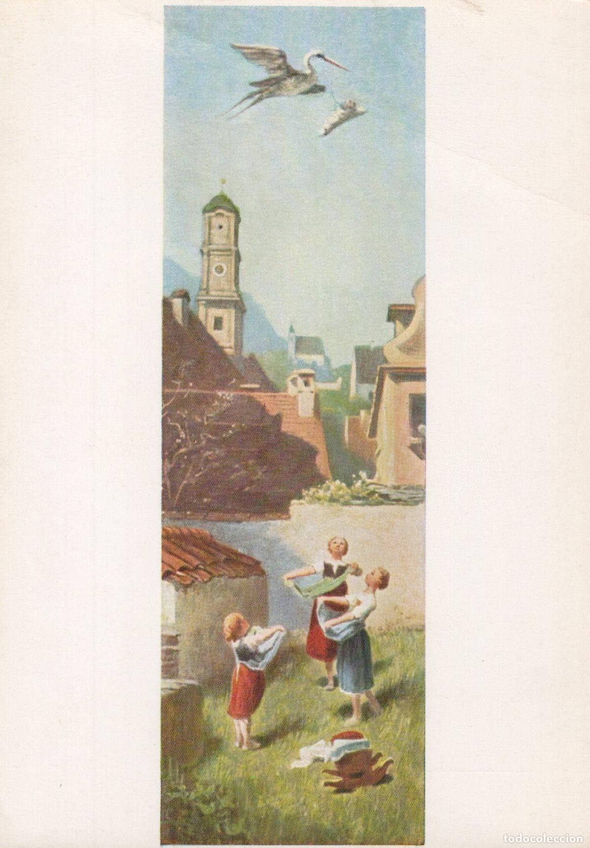 Postkarten: Germany Munich Carl Spitzweg the Stork la Cigogne Children Unposted *YAU427