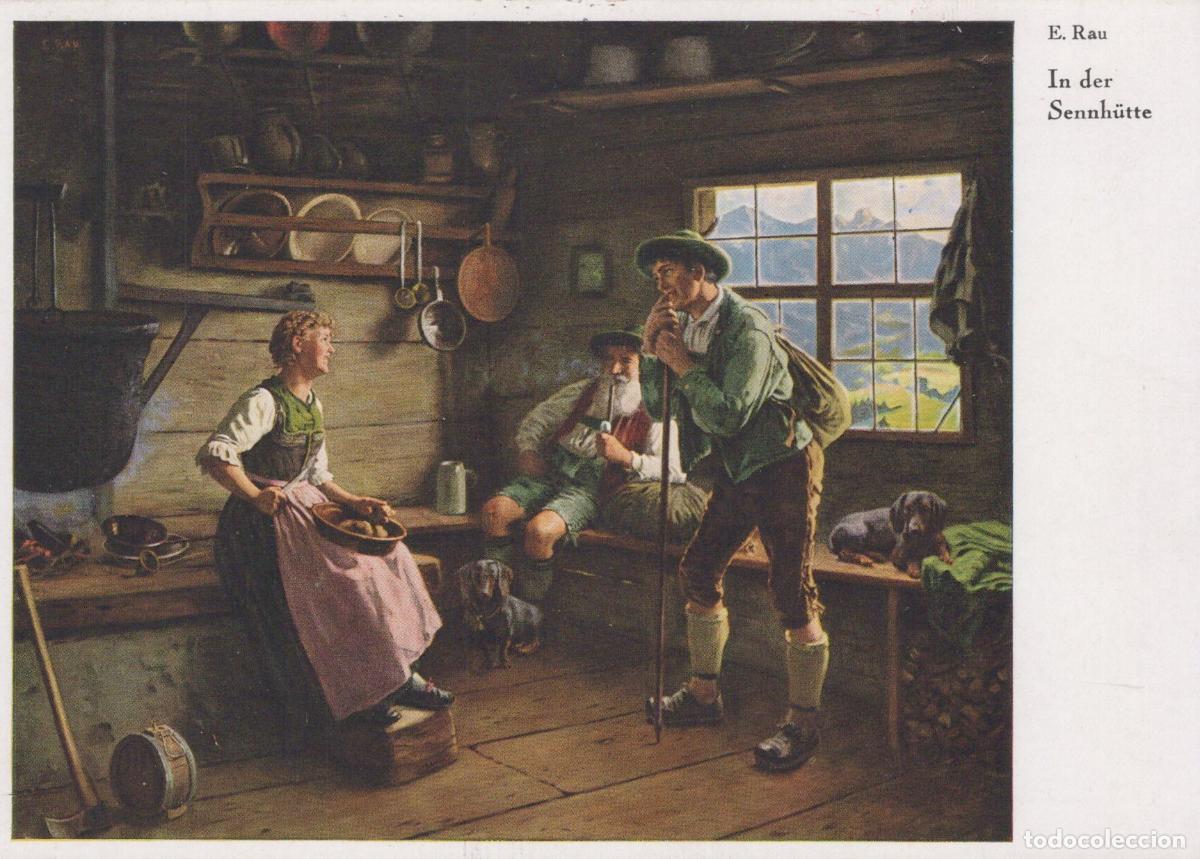 Cartoline: Germany Munich E Rau in der Sennh&uuml;tte Alpine Hut Interior With Unposted *YAU667