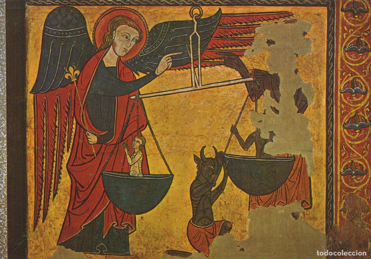 Postcards: Spain Barcelona Angel Weighing Souls Devil Medieval Art Museum Unposted *YAU694
