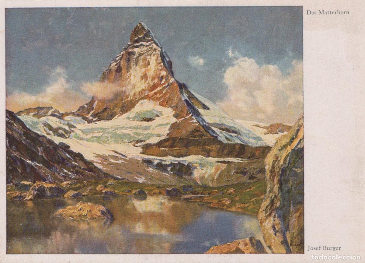 Postkarten: Switzerland Zermatt Matterhorn Mountain Lake Josef Burger Art Unposted *YAU718
