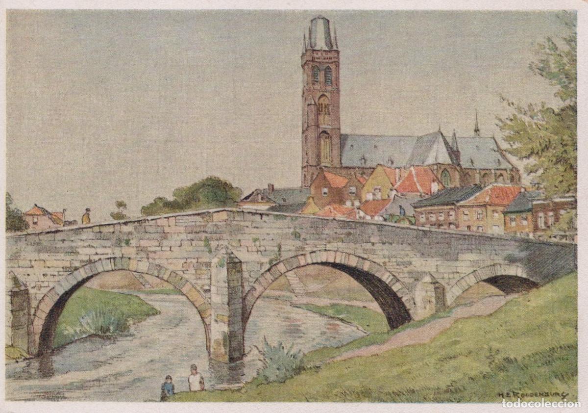 Postkarten: Netherlands Roermond Stone Bridge Over River With Church and Unposted *YAU841