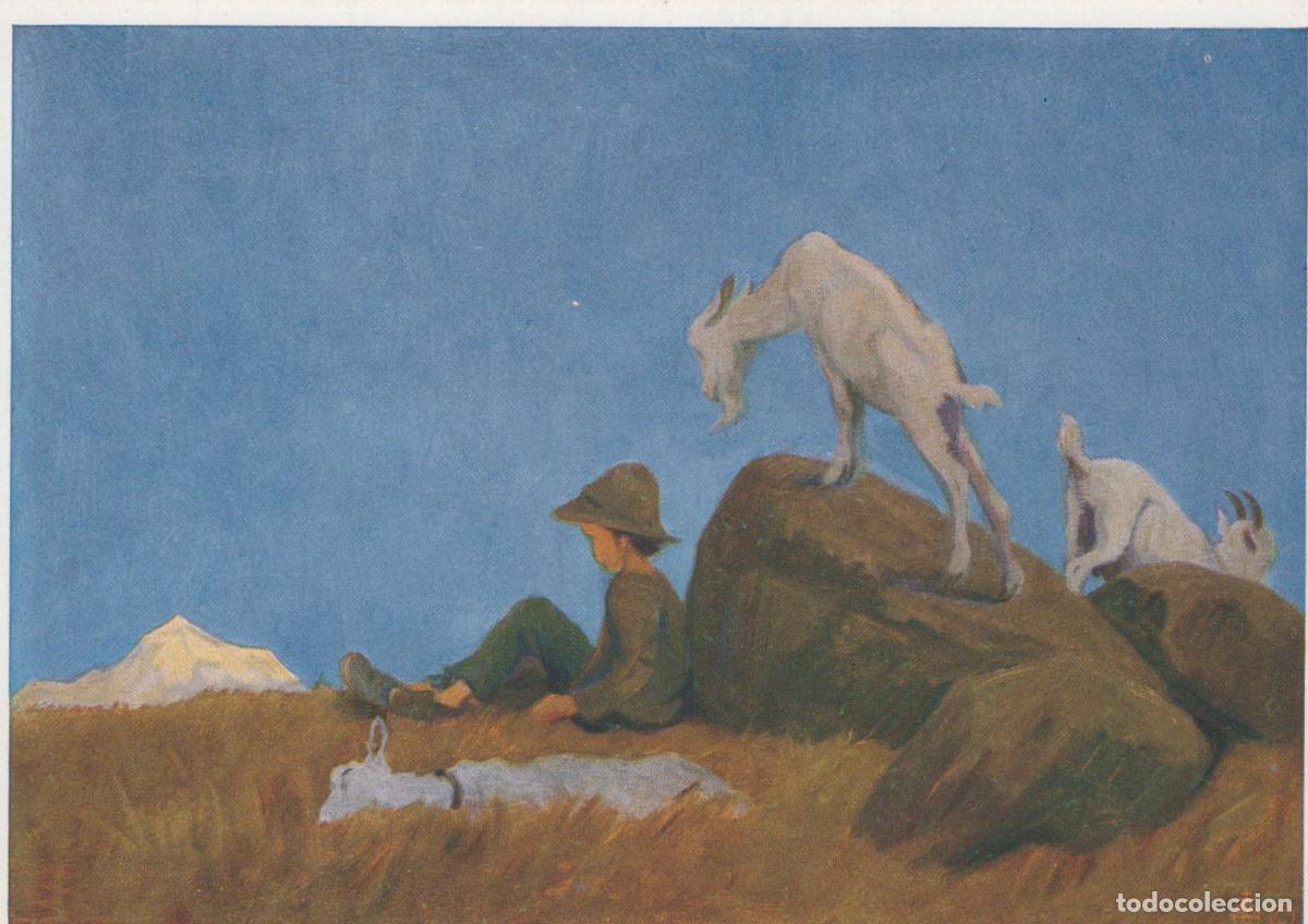 Postkarten: Boy With Goats in Mountain Landscape Art Unposted *YAU748