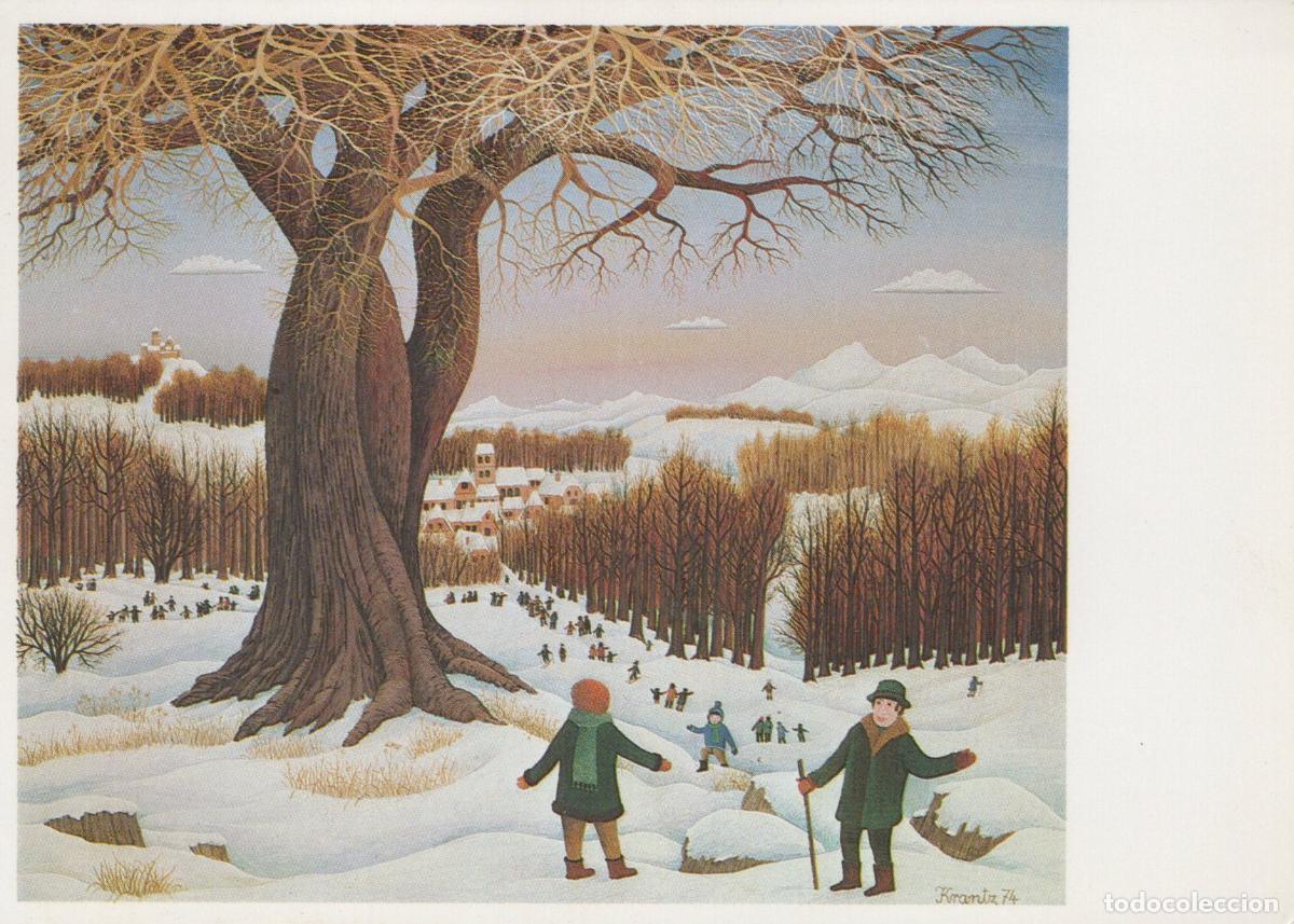 Postkarten: Switzerland Bern Winter Landscape With Large Tree and People in Unposted *YAU856