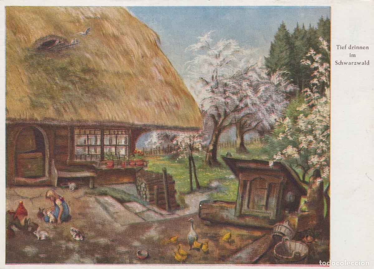 Postkarten: Germany Black Forest Cottage Scene Illustration Unposted *YAU808