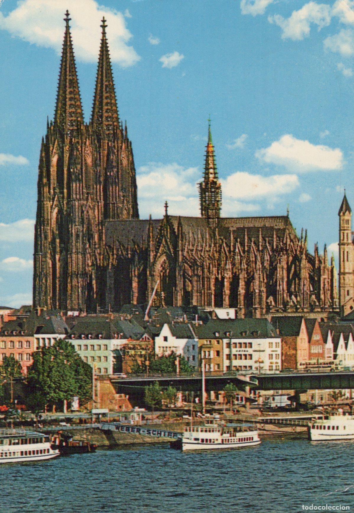 Postcards: Germany Cologne Cathedral and Rhine River With Boats *YAT113