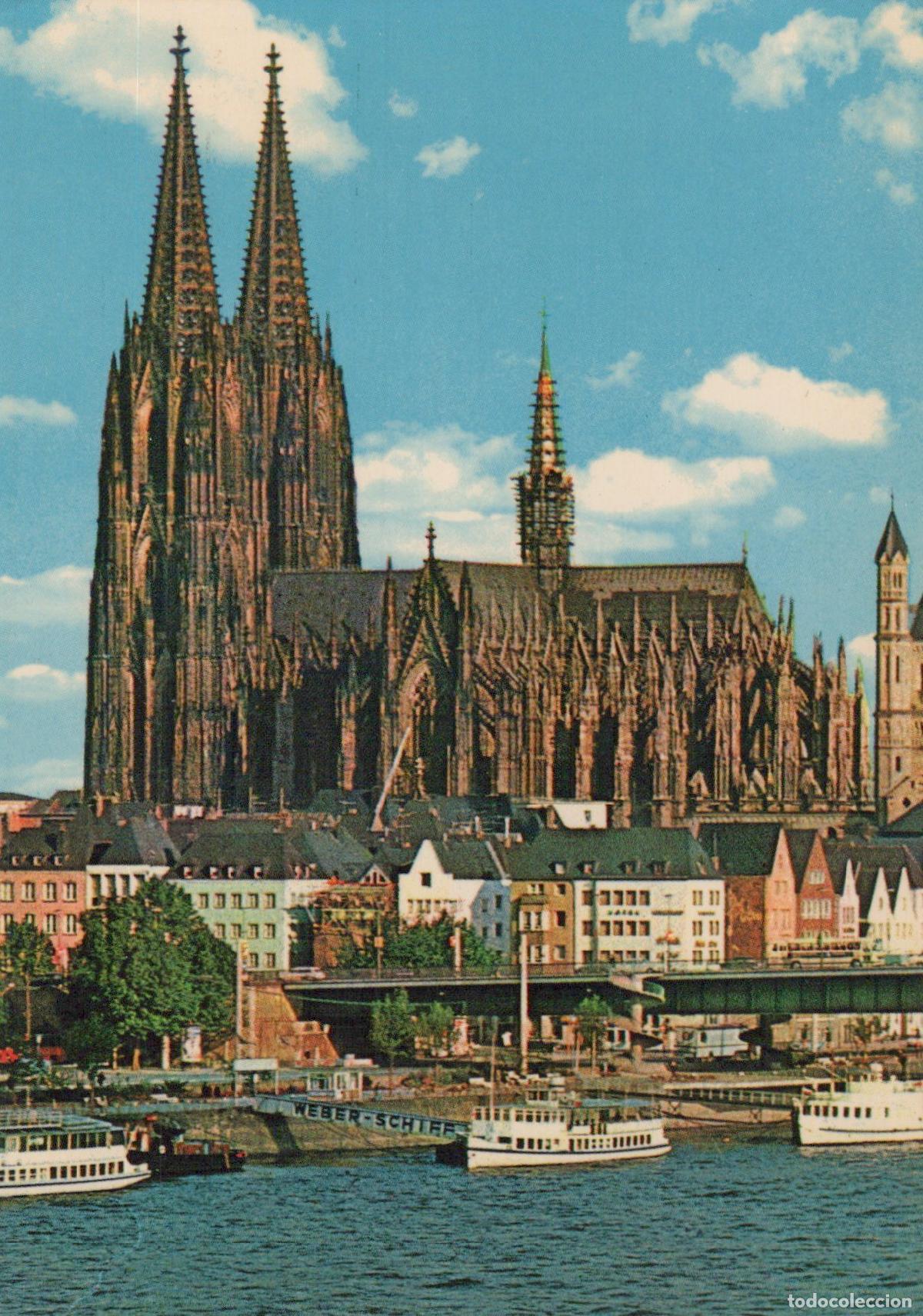 Postcards: Germany Cologne Cathedral and Rhine River With Boats Unposted *YAT158