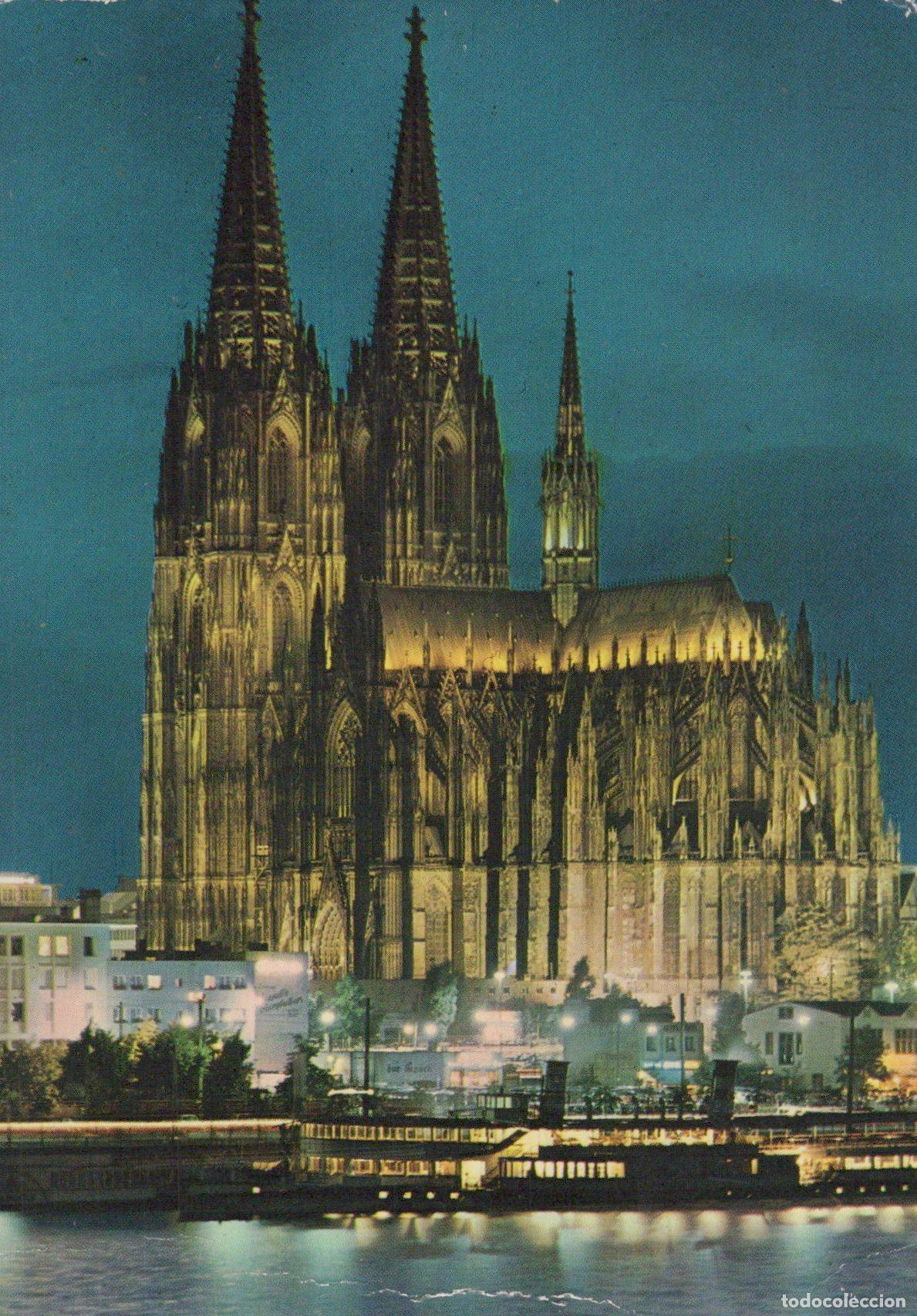 Postkarten: Germany Cologne Cathedral At Night Illuminated Gothic Architecture *YAT161