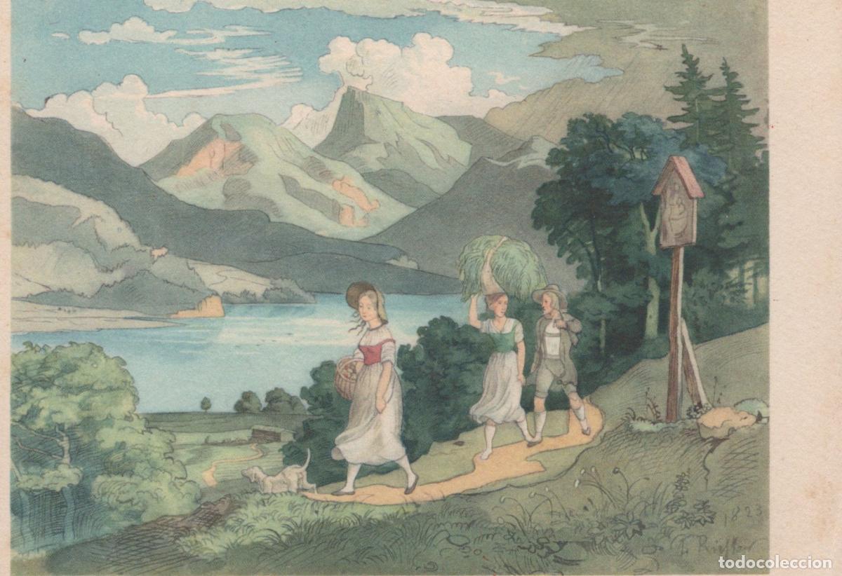 Postkarten: Germany Alps Landscape With Lake People Dog Adrian Ludwig Unposted *YAU814
