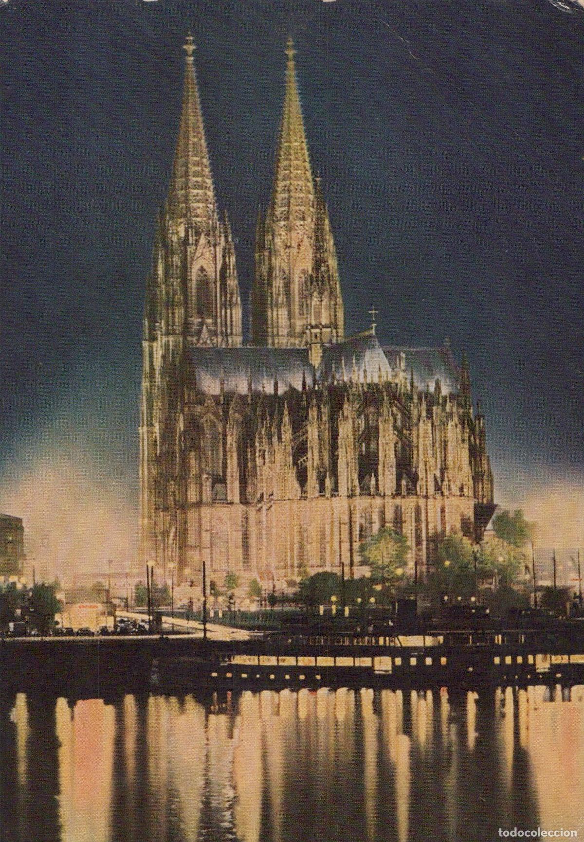 Postkarten: Germany Cologne Cathedral East Side Illuminated At Night Rhine Unposted *YAT229