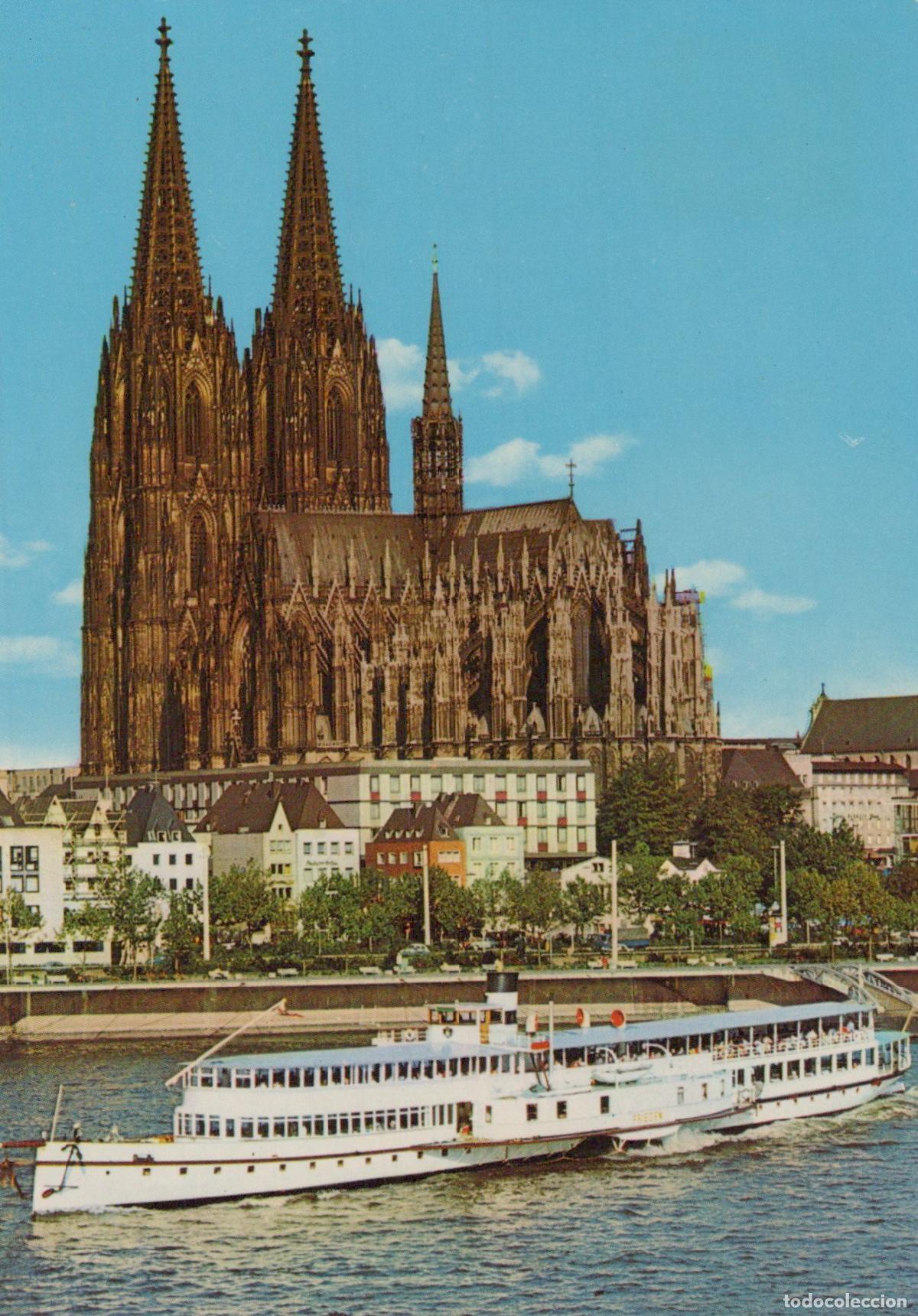 Postales: Germany Cologne Cathedral Rhine River Steamboat Architecture Transport *YAT365