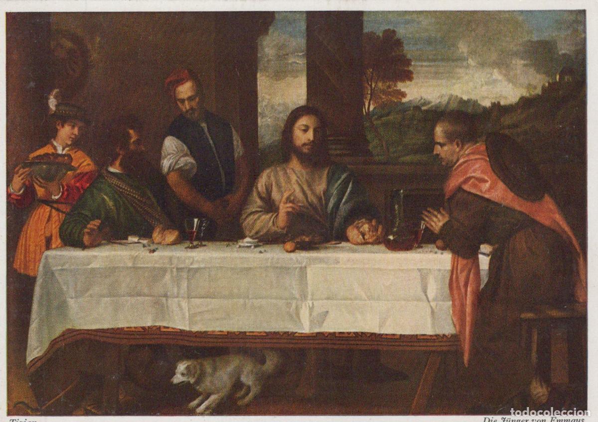 Postkarten: Italy Venice Paris Titian the Disciples At Emmaus Louvre Art Unposted *YAU909