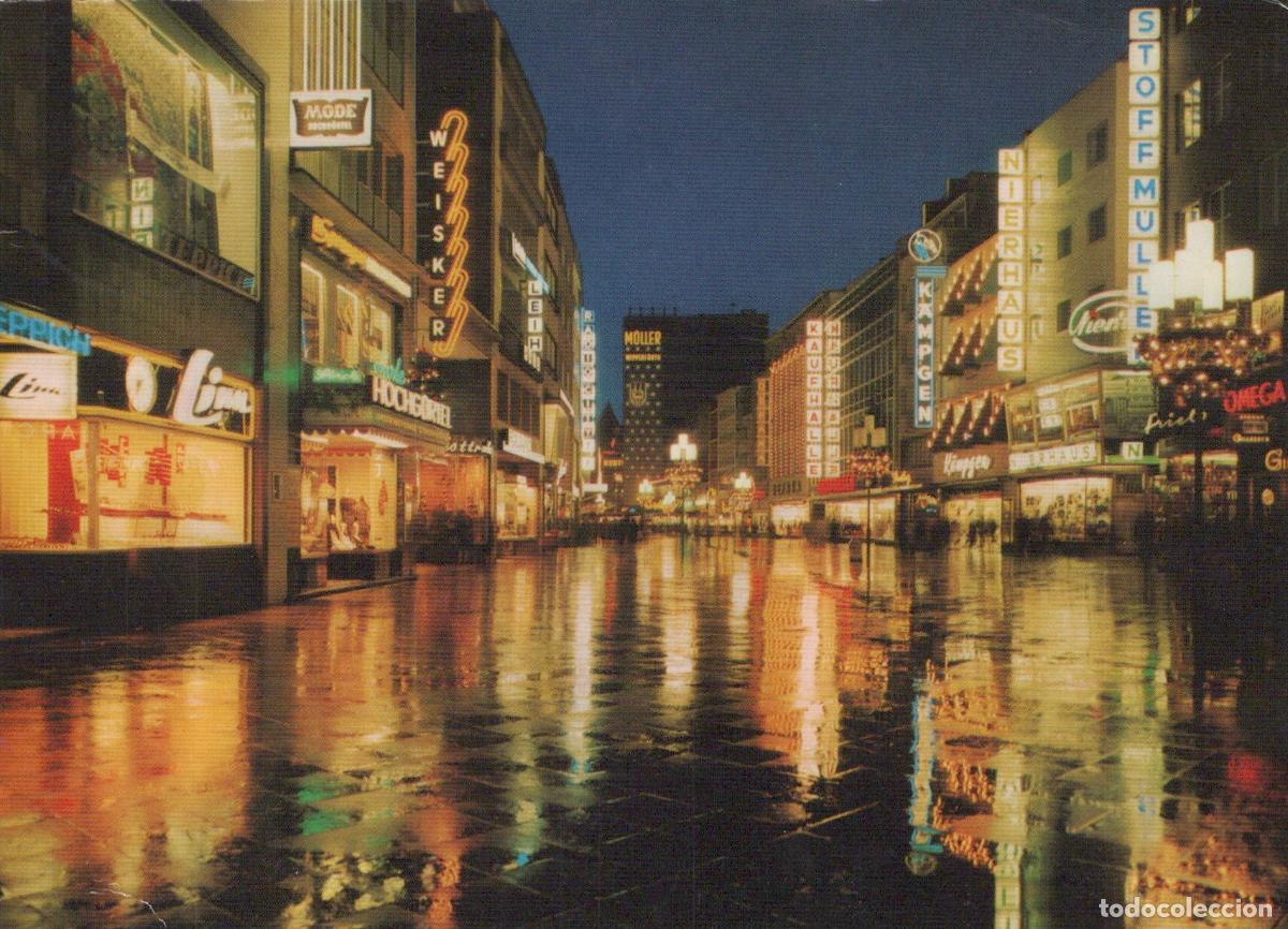 Postales: Germany Cologne Schildergasse Shopping Street Night Scene Wet Pavement *YAT375