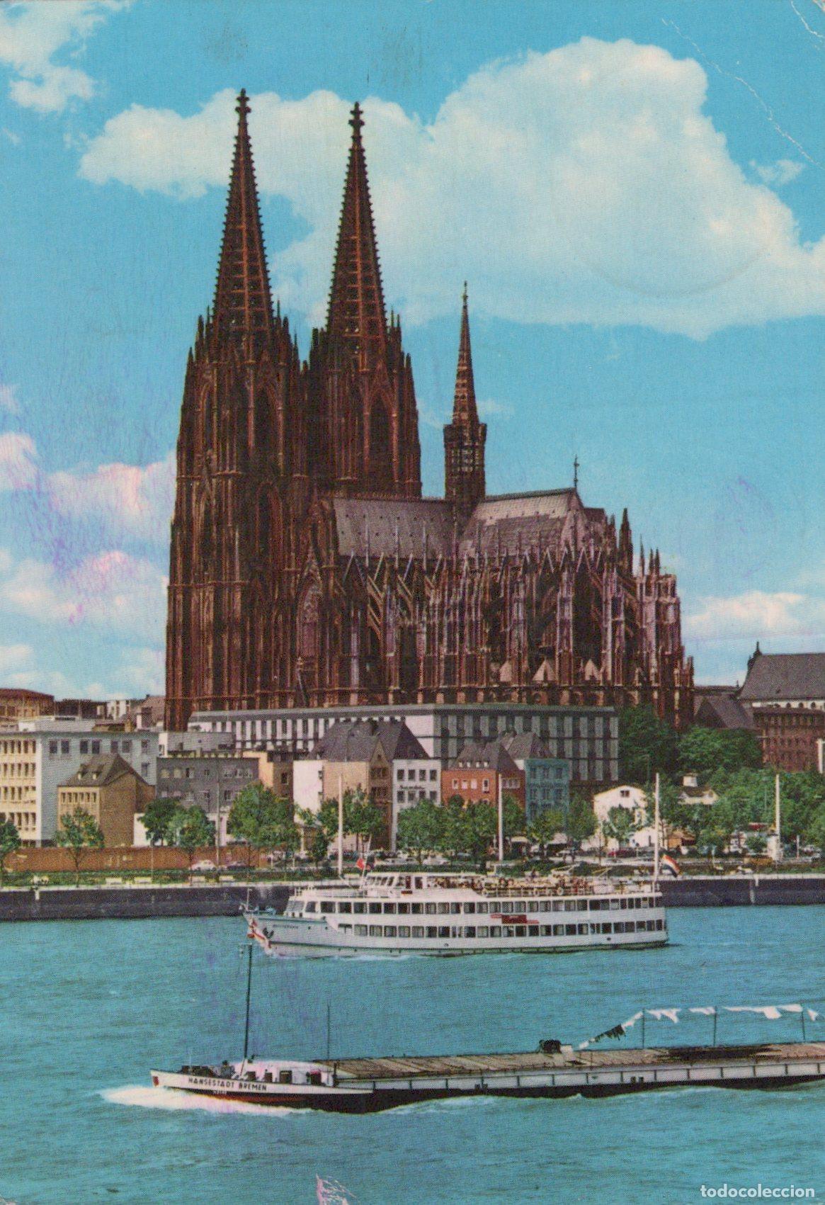 Postcards: Germany Cologne Cathedral and Rhine River With Boats *YAT263