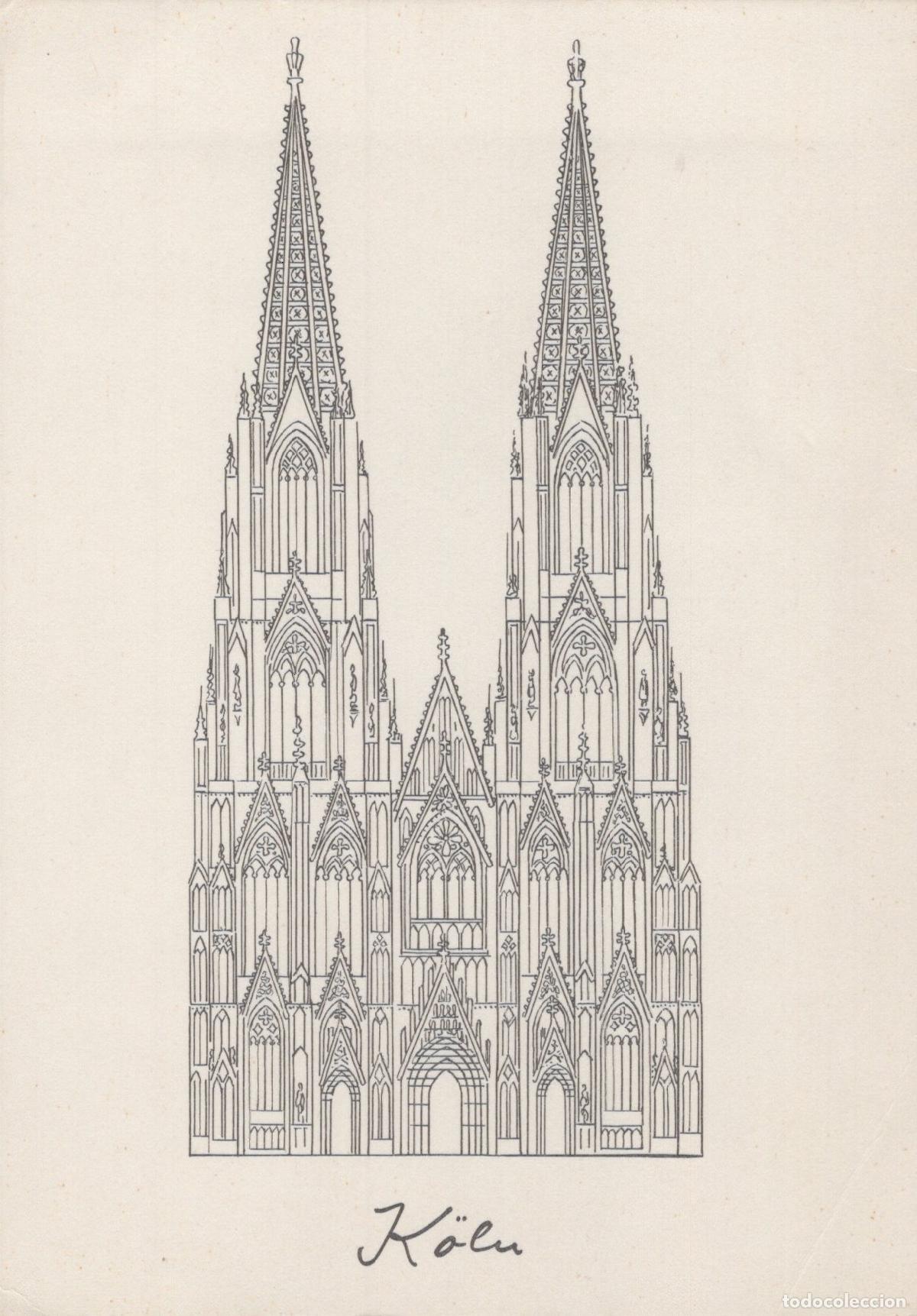 Postcards: Germany Cologne Cathedral Gothic Architecture Drawing Unposted *YAT307