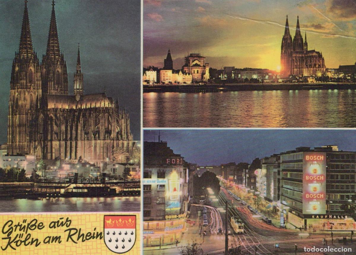 Postcards: Germany Cologne Cathedral Rhine River Cityscape Night View *YAT490