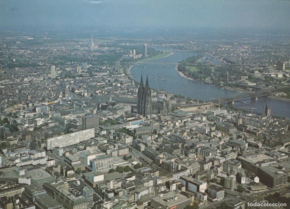 Postcards: Germany Cologne Aerial View of Cityscape Rhine River and Cathedral *YAT412
