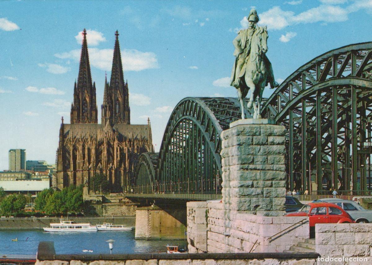 Postales: Germany Cologne Hohenzollern Bridge Cathedral Equestrian Statue Rhine *YAT575