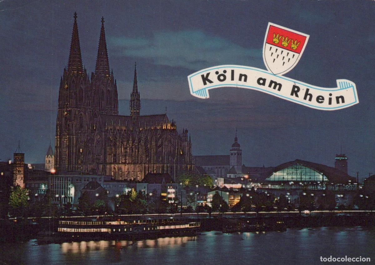 Postales: Germany Cologne Cathedral and Rhine River At Night Cityscape *YAT600