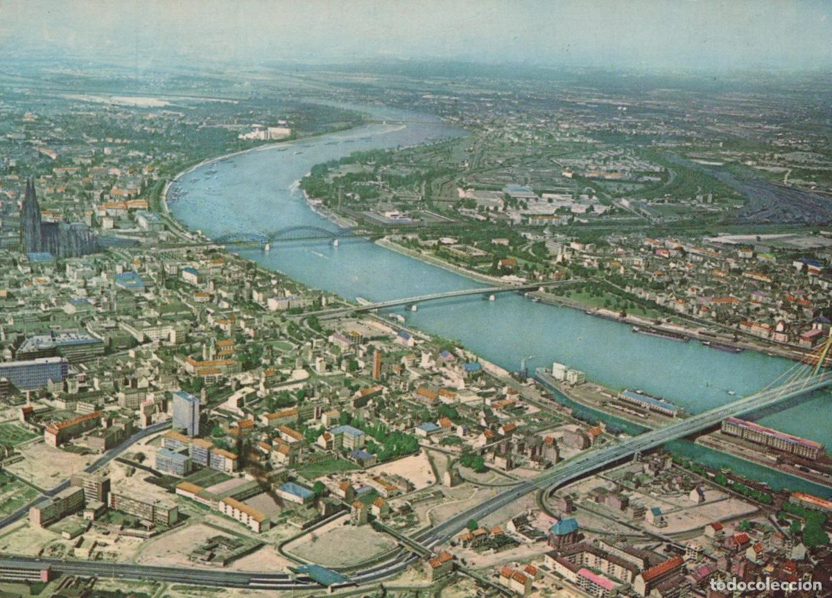 Postales: Germany Cologne Aerial View Rhine River Severinsbr&uuml;cke Deutzerbr&uuml;cke *YAT625