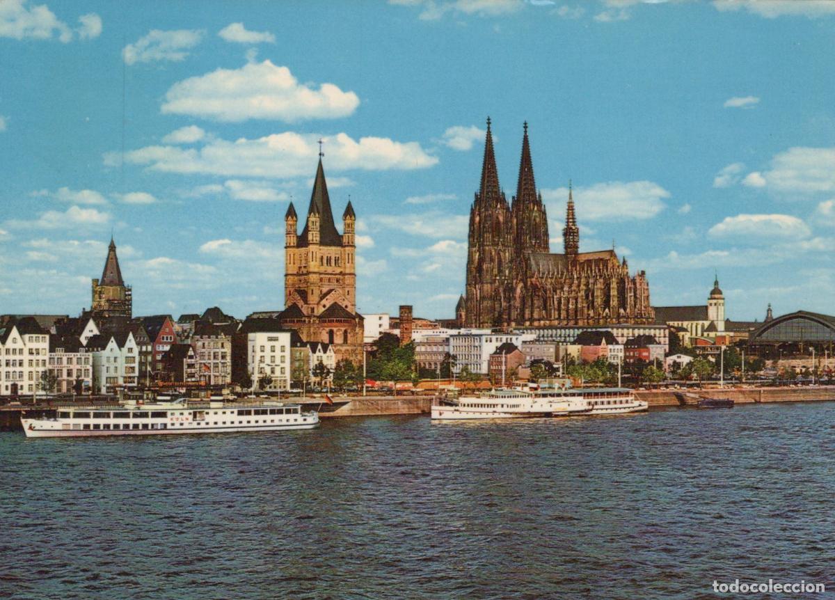 Postcards: Germany Cologne Rhine River With Cathedral Great St Martin Church and *YAT720